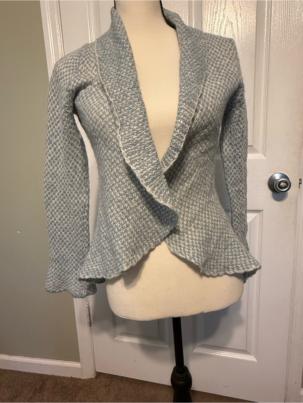 Wooden Ships Heathered Light Blue Knit Cardigan